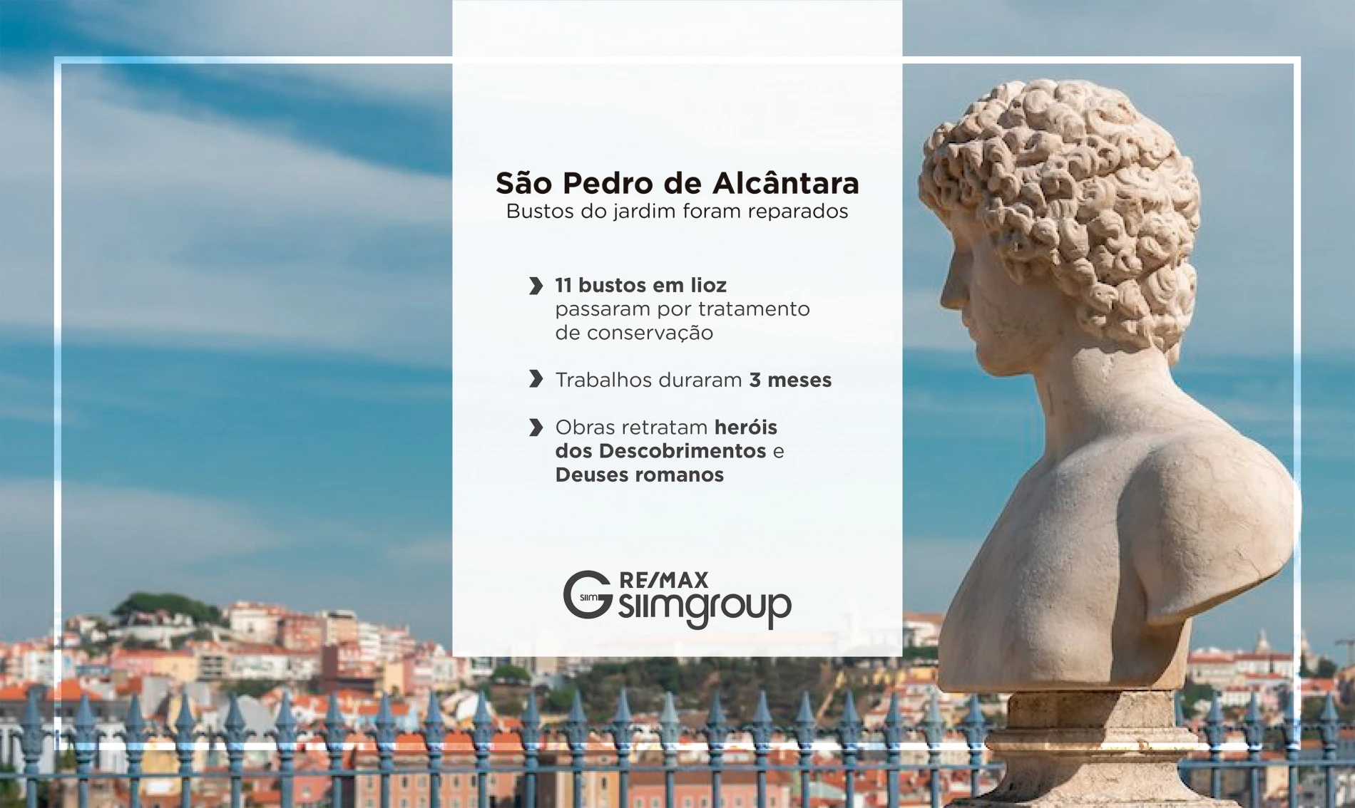 Bustos do jardim de São Pedro de Alcântara foram restaurados