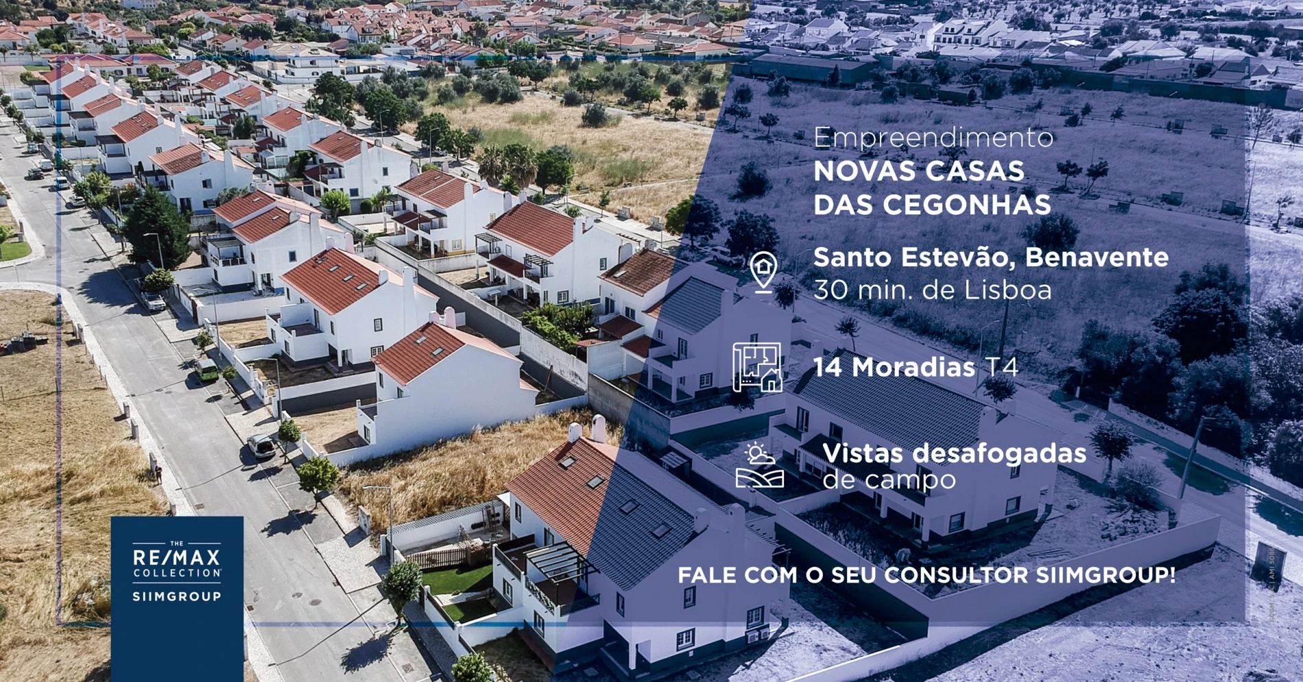 As Novas Casas das Cegonhas em Santo Estevão com vistas desafogadas de campo.